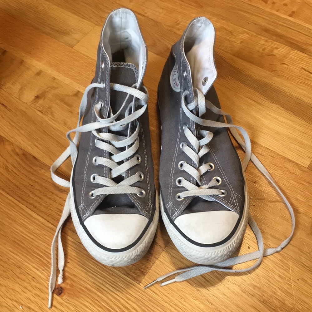 Grey high top converse